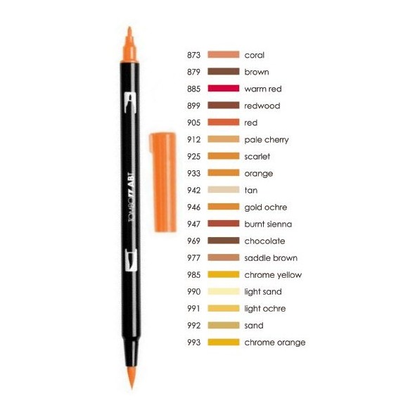 color naranja Rotulador de punta doble 933 Orange Tombow 