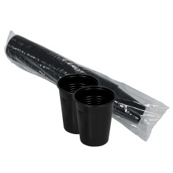 Bolsa de 100 Vasos de Plastico Negros de 180 ml