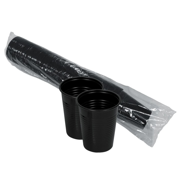 Bolsa de 100 Vasos de Plastico Negros de 180 ml