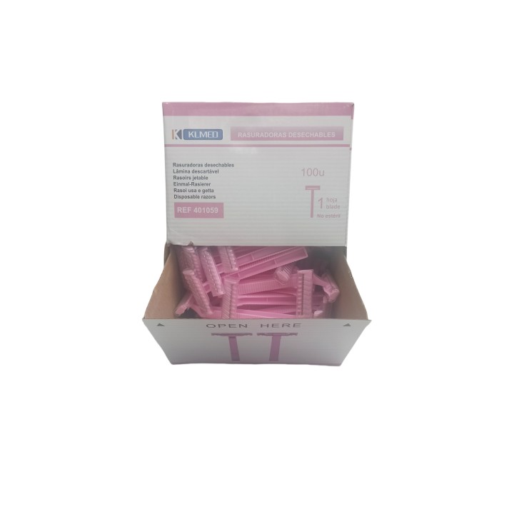 Cuchilla afeitar rosa desechable