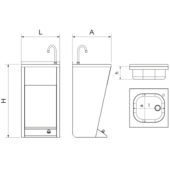 Lavamanos registrable con pedestal Serie Black