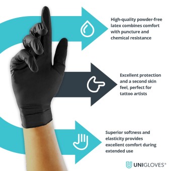 GUANTES NEGROS LÁTEX UNIGLOVES