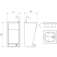 Lavamanos registrable con pedestal un pulsador agua fría y caliente
