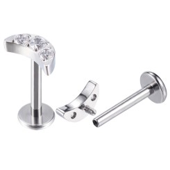 Labret Titanio Media Luna Circonitas