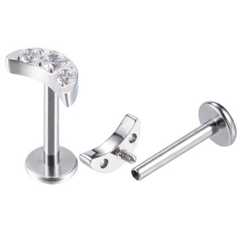 Labret Titanio Media Luna Circonitas