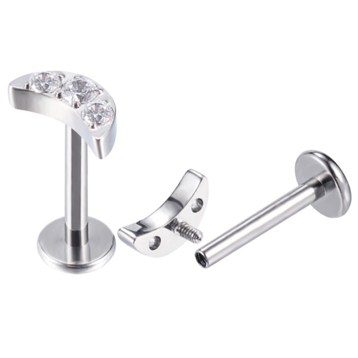 Labret Titanio Media Luna Circonitas