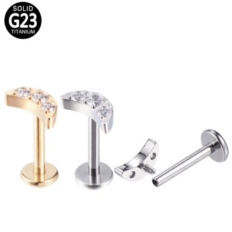 Labret Titanio Media Luna Circonitas