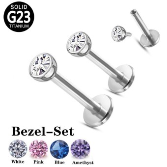 Labret Titanio Circonita Engastada en Bisel