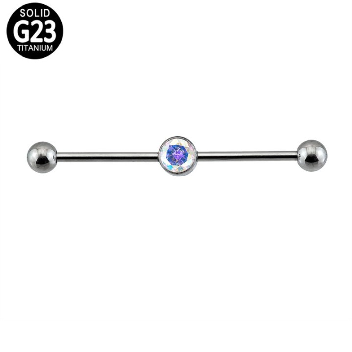 Barra Industrial Titanio Anodizada Circonita Engastada
