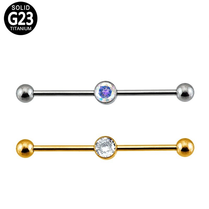 Barra Industrial Titanio Anodizada Circonita Engastada