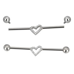 Barbell Industrial Titanio Corazón con Circonitas Engastadas