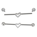Barbell Industrial Titanio Corazón con Circonitas Engastadas