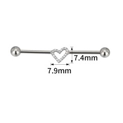 Barbell Industrial Titanio Corazón con Circonitas Engastadas