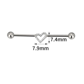 Barbell Industrial Titanio Corazón con Circonitas Engastadas