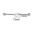 Barbell Industrial Titanio Corazón con Circonitas Engastadas