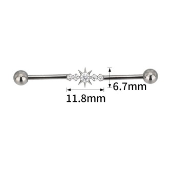 Barbell Industrial Titanio 5 Circonitas Engastadas CNC