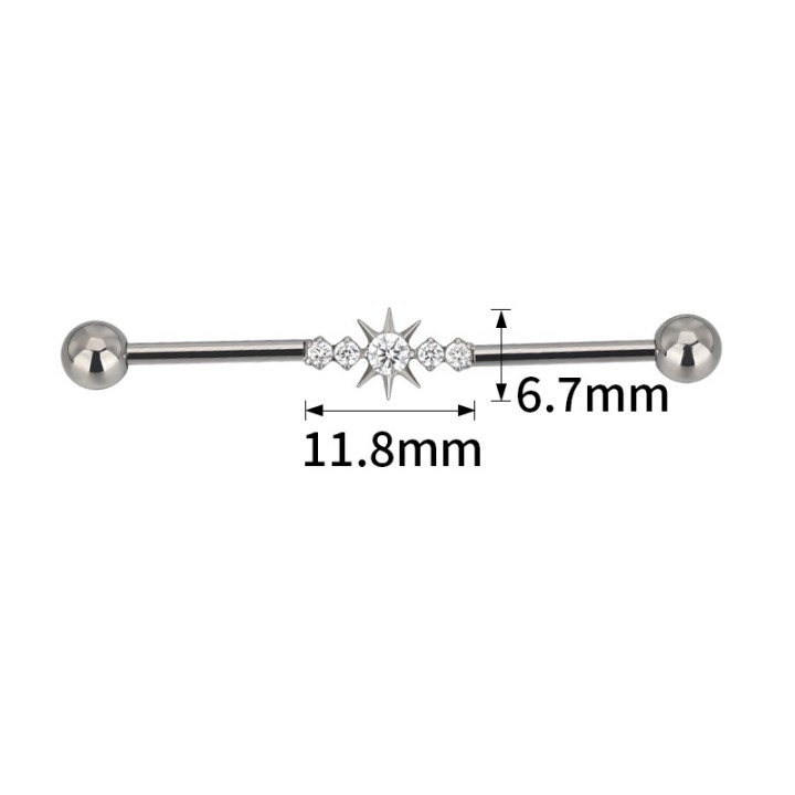 Barbell Industrial Titanio 5 Circonitas Engastadas CNC