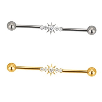 Barbell Industrial Titanio 5 Circonitas Engastadas CNC
