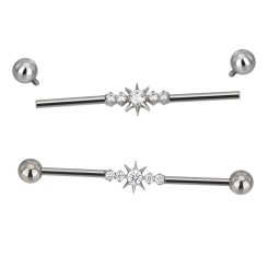 Barbell Industrial Titanio 5 Circonitas Engastadas CNC