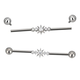 Barbell Industrial Titanio 5 Circonitas Engastadas CNC